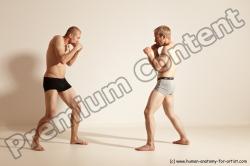 Underwear Martial art Man - Man White Moving poses Slim Short Blond Dynamic poses Academic