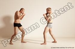 Underwear Martial art Man - Man White Moving poses Slim Short Blond Dynamic poses Academic