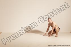 Underwear Gymnastic poses Man White Slim Bald Dancing Dynamic poses Academic