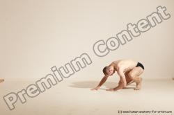 Underwear Gymnastic poses Man White Slim Bald Dancing Dynamic poses Academic