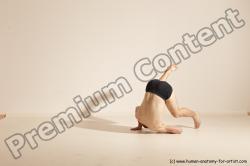 Underwear Gymnastic poses Man White Slim Bald Dancing Dynamic poses Academic