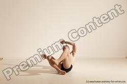 Underwear Gymnastic poses Man White Slim Bald Dancing Dynamic poses Academic