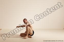 Underwear Gymnastic poses Man White Slim Bald Dancing Dynamic poses Academic