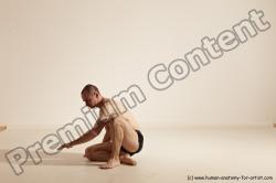 Underwear Gymnastic poses Man White Slim Bald Dancing Dynamic poses Academic