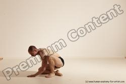 Underwear Gymnastic poses Man White Slim Bald Dancing Dynamic poses Academic