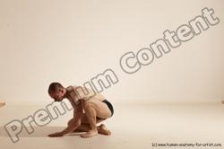 Underwear Gymnastic poses Man White Slim Bald Dancing Dynamic poses Academic