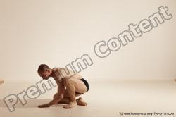 Underwear Gymnastic poses Man White Slim Bald Dancing Dynamic poses Academic