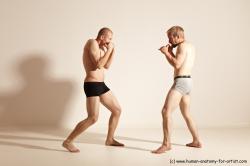 Underwear Martial art Man - Man White Moving poses Athletic Short Blond Dynamic poses Academic