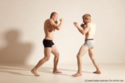 Underwear Martial art Man - Man White Moving poses Athletic Short Blond Dynamic poses Academic