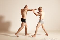 Underwear Martial art Man - Man White Moving poses Athletic Short Blond Dynamic poses Academic