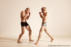 Underwear Martial art Man - Man White Moving poses Athletic Short Blond Dynamic poses Academic