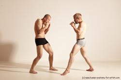 Underwear Martial art Man - Man White Moving poses Athletic Short Blond Dynamic poses Academic