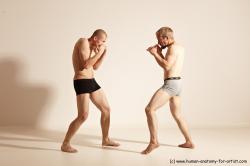 Underwear Martial art Man - Man White Moving poses Athletic Short Blond Dynamic poses Academic