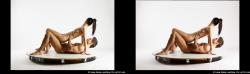 Nude Woman - Man White Laying poses - ALL Muscular Short Brown Laying poses - on back 3D Stereoscopic poses Realistic