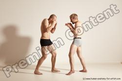 Underwear Martial art Man - Man White Moving poses Athletic Short Blond Dynamic poses Academic