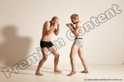 Underwear Martial art Man - Man White Moving poses Athletic Short Blond Dynamic poses Academic