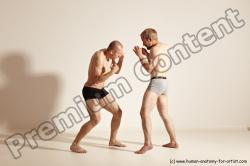 Underwear Martial art Man - Man White Moving poses Athletic Short Blond Dynamic poses Academic