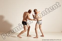 Underwear Martial art Man - Man White Moving poses Athletic Short Blond Dynamic poses Academic