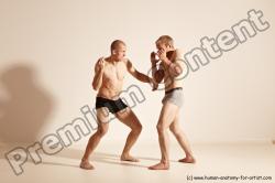 Underwear Martial art Man - Man White Moving poses Athletic Short Blond Dynamic poses Academic