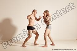 Underwear Martial art Man - Man White Moving poses Athletic Short Blond Dynamic poses Academic