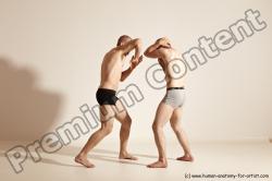 Underwear Martial art Man - Man White Moving poses Athletic Short Blond Dynamic poses Academic