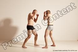 Underwear Martial art Man - Man White Moving poses Athletic Short Blond Dynamic poses Academic