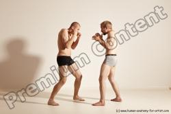 Underwear Martial art Man - Man White Moving poses Athletic Short Blond Dynamic poses Academic