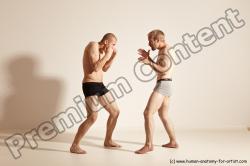 Underwear Martial art Man - Man White Moving poses Athletic Short Blond Dynamic poses Academic