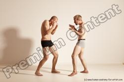 Underwear Martial art Man - Man White Moving poses Athletic Short Blond Dynamic poses Academic