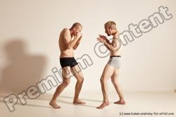 Underwear Martial art Man - Man White Moving poses Athletic Short Blond Dynamic poses Academic