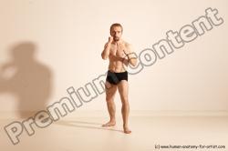 Underwear Martial art Man White Moving poses Slim Short Blond Dynamic poses Academic