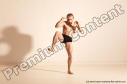 Underwear Martial art Man White Moving poses Slim Short Blond Dynamic poses Academic