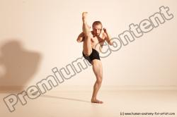 Underwear Martial art Man White Moving poses Slim Short Blond Dynamic poses Academic