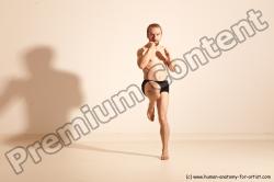 Underwear Martial art Man White Moving poses Slim Short Blond Dynamic poses Academic