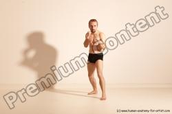 Underwear Martial art Man White Moving poses Slim Short Blond Dynamic poses Academic