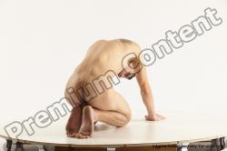 Nude Man White Athletic Short Brown Sitting poses - ALL Sitting poses - on knees Multi angles poses Realistic