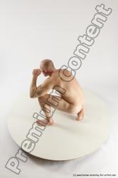Nude Man White Slim Bald Sitting poses - ALL Sitting poses - on knees Multi angles poses Realistic