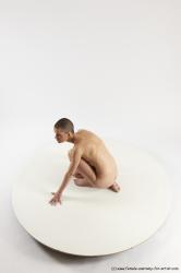 Nude Man White Slim Bald Sitting poses - ALL Sitting poses - on knees Multi angles poses Realistic