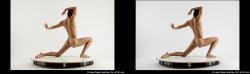 Nude Man White Kneeling poses - ALL Athletic Short Brown Kneeling poses - on one knee 3D Stereoscopic poses Realistic