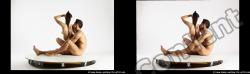 Nude Woman - Man White Sitting poses - simple Muscular Short Brown Sitting poses - ALL 3D Stereoscopic poses Realistic