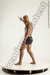 Underwear Fighting with sword Man Another Muscular Bald Multi angles poses Academic