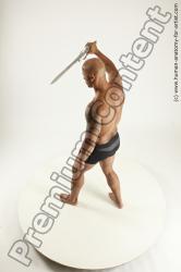 Underwear Fighting with sword Man Another Muscular Bald Multi angles poses Academic