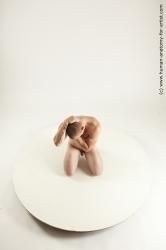 Nude Man White Kneeling poses - ALL Slim Short Brown Kneeling poses - on both knees Multi angles poses Realistic