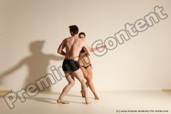 Swimsuit Woman - Man White Slim Dancing Dynamic poses Academic