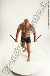 Underwear Fighting Man Black Standing poses - ALL Muscular Bald Standing poses - simple Multi angles poses Academic