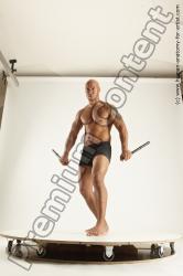 Underwear Fighting Man Black Standing poses - ALL Muscular Bald Standing poses - simple Multi angles poses Academic