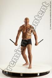 Underwear Fighting Man Black Standing poses - ALL Muscular Bald Standing poses - simple Multi angles poses Academic