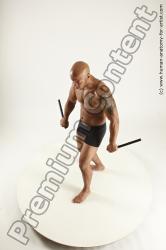 Underwear Fighting Man Black Standing poses - ALL Muscular Bald Standing poses - simple Multi angles poses Academic