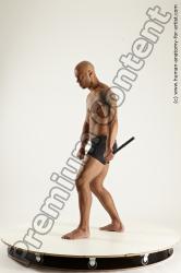 Underwear Fighting Man Black Standing poses - ALL Muscular Bald Standing poses - simple Multi angles poses Academic