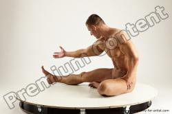 Nude Man White Muscular Short Brown Multi angles poses Realistic